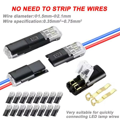 10 Pcs Waterproof 2-Pin Cable Connector