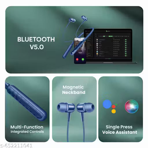 ONBIZ Wireless Neckband with 20+ HRS Playtime, Bluetooth V5.0, ENx™ Clear Voice Calls and 10MM Clarity Drivers